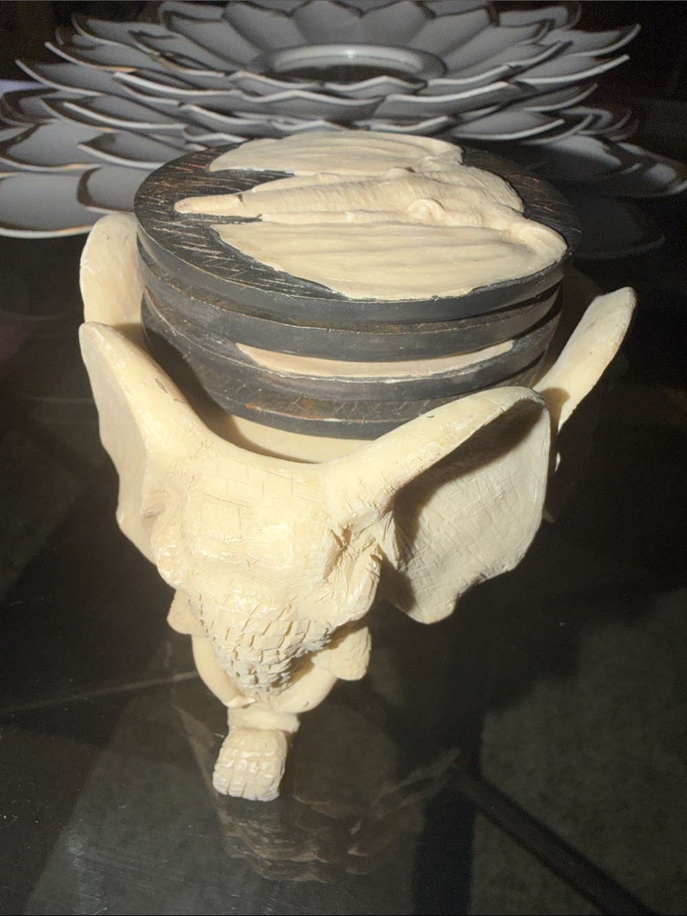 Cream Elephant Head Coaster Set - Decorative Home Accent
